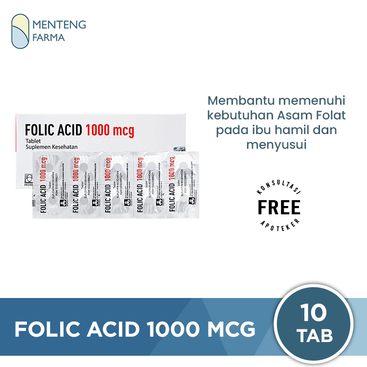 Folic Acid 1000 mcg 10 Tablet - Suplementasi Asam Folat Ibu Hamil dan Anemia