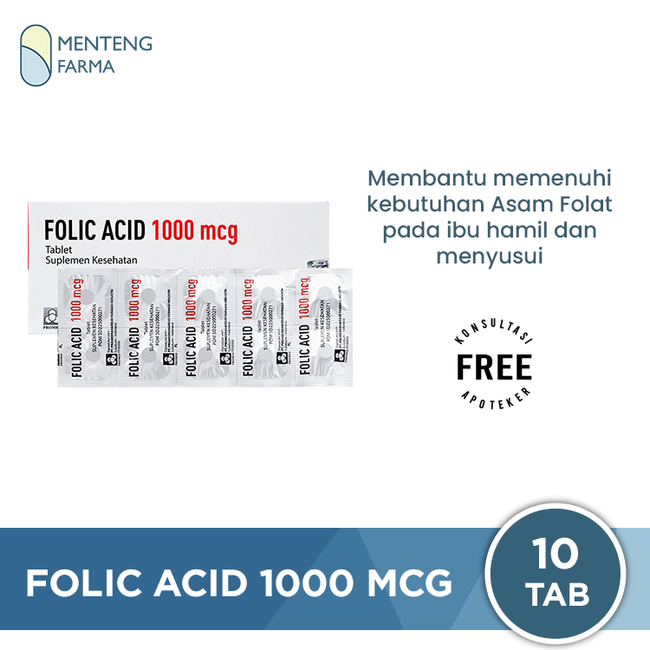 Folic Acid 1000 mcg 10 Tablet - Suplementasi Asam Folat Ibu Hamil dan Anemia