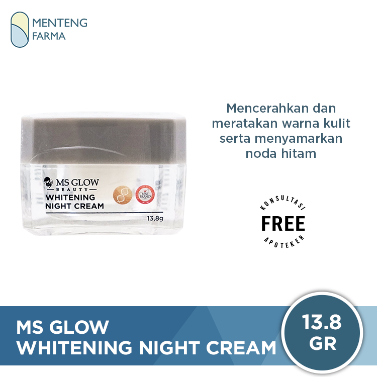 Ms Glow Whitening Night Cream 13.8 Gr - Krim Malam Untuk Mencerahkan