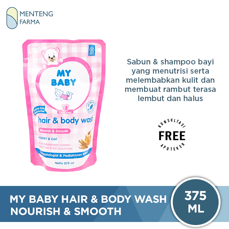 My Baby Hair & Body Wash Nourish and Smooth Refill 375 mL - Shampoo dan Sabun Bayi