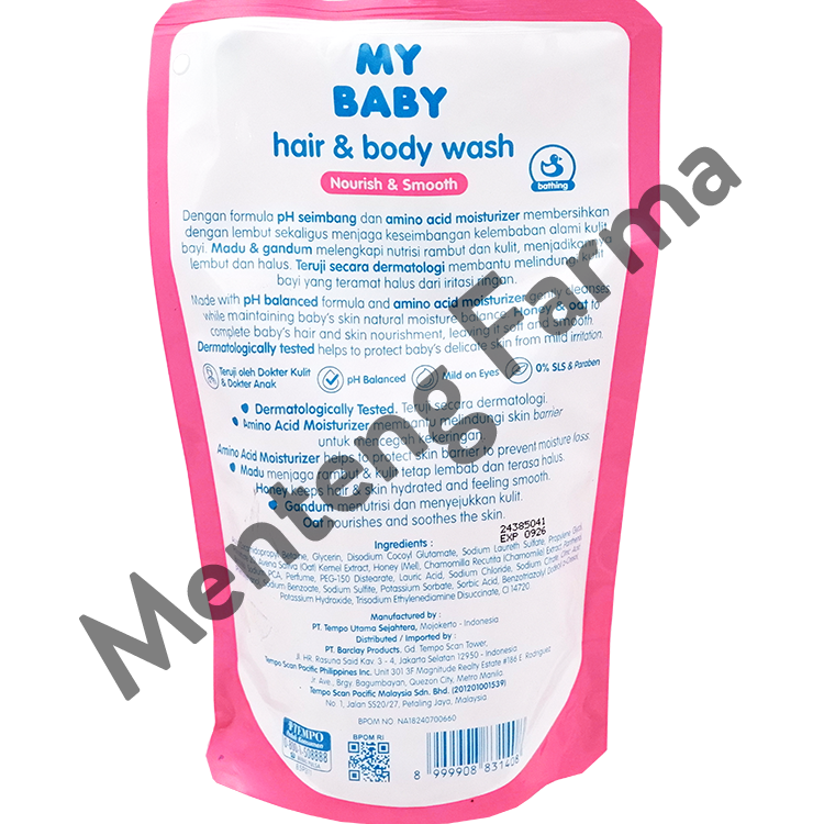 My Baby Hair & Body Wash Nourish and Smooth Refill 375 mL - Shampoo dan Sabun Bayi