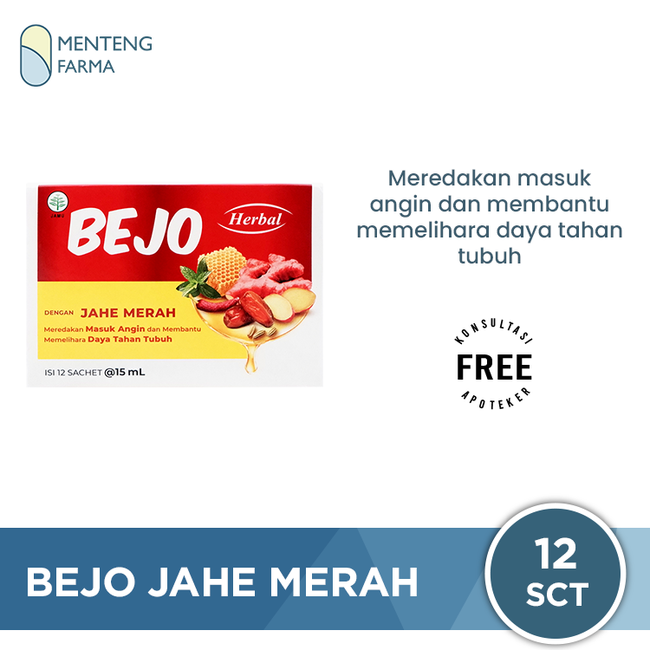 Bejo Jahe Merah 12 Sachet - Sirup Herbal Untuk Masuk Angin Dengan Ekstrak Jahe Merah