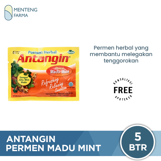 Permen Antangin Madu Mint Sachet 5 Butir - Permen Herbal Pelega Tenggorokan
