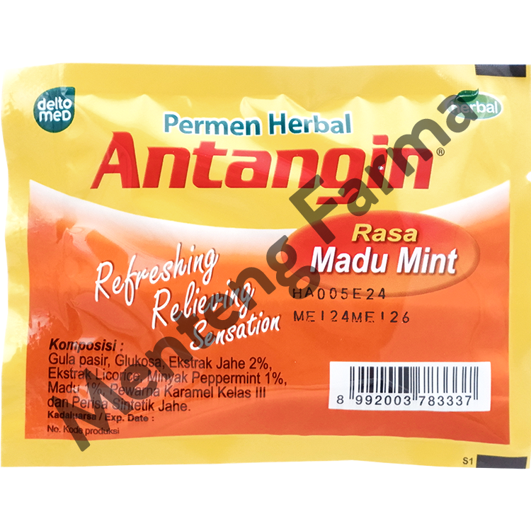 Permen Antangin Madu Mint Sachet 5 Butir - Permen Herbal Pelega Tenggorokan