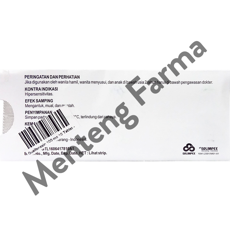 Guaifenesin 100 mg 10 Tablet - Obat Batuk Berdahak