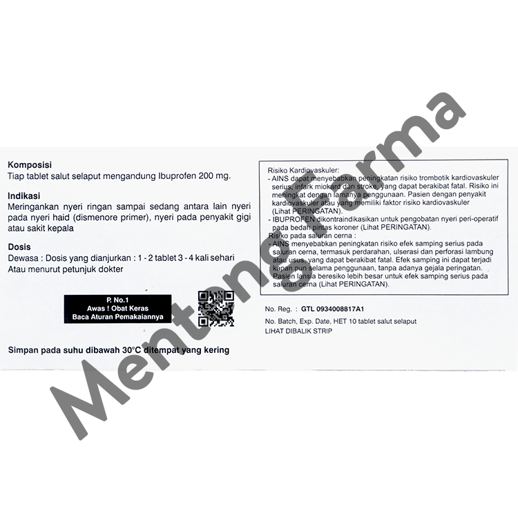 Ibuprofen 200 mg Novapharin 10 Tablet - Pereda Nyeri Ringan dan Sedang