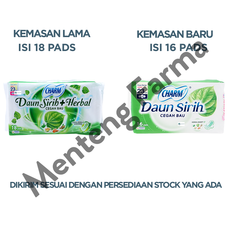 Charm Pembalut Herbal Ansept+ 23 cm 16 Pads - Pembalut Herbal 23 cm