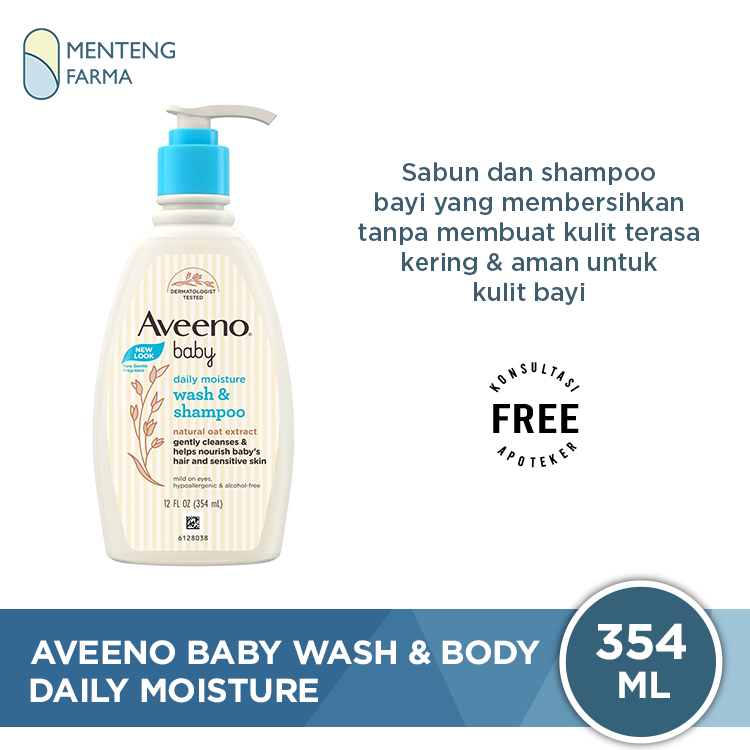 Aveeno Baby Daily Moisture Wash & Shampoo 354 mL - Sabun dan Shampoo Bayi Kulit Sensitif