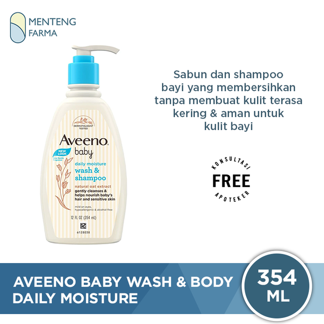 Aveeno Baby Daily Moisture Wash & Shampoo 354 mL - Sabun dan Shampoo Bayi Kulit Sensitif