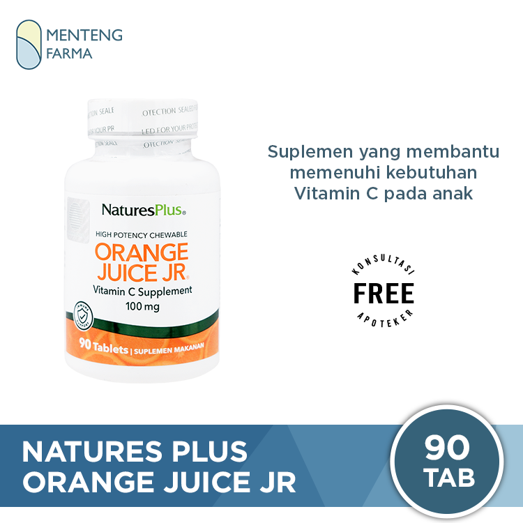 Natures Plus Orange Juice JR 90 Tablet - Asupan Vitamin C untuk Anak