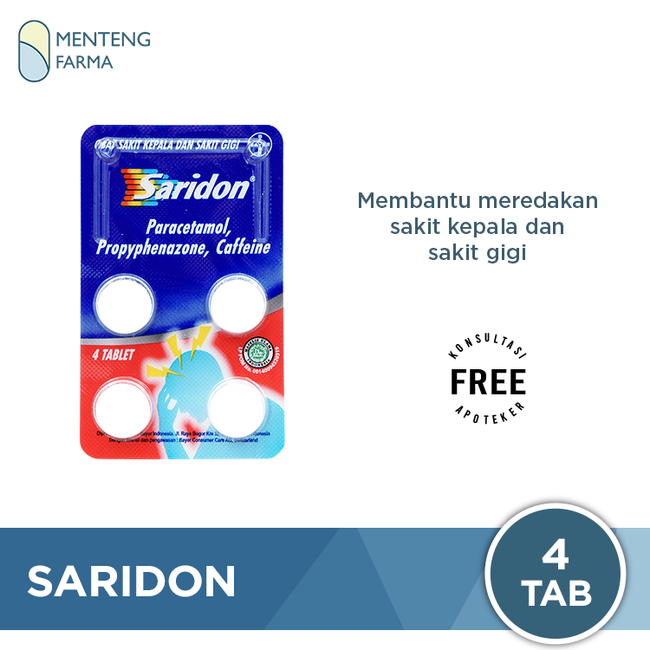 Saridon 4 Tablet - Obat Sakit Kepala dan Sakit Gigi