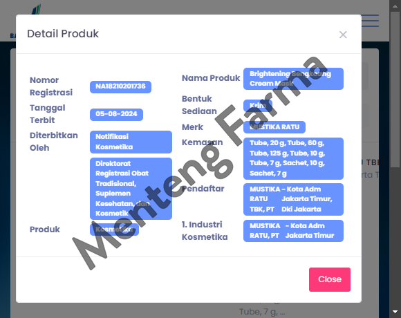 Mustika Ratu Brightening Bengkoang Cream Mask 125 gr - Masker Pencerah Wajah
