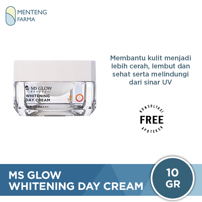 Ms Glow Whitening Day Cream 10 Gr - Krim Pagi Untuk Mencerahkan Kulit Wajah