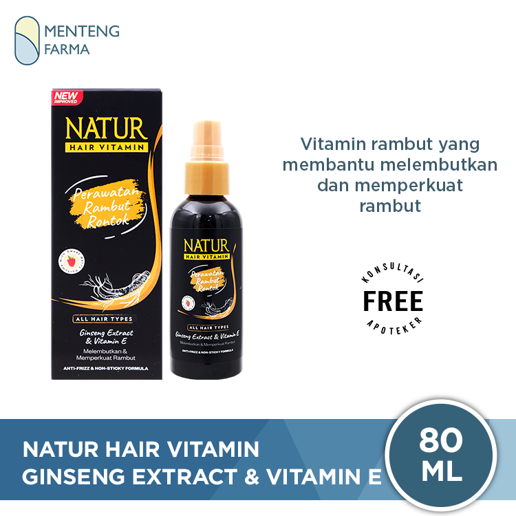 Natur Hair Vitamin Ginseng Extract & Vitamin E 80 ML - Vitamin Semua Jenis Rambut