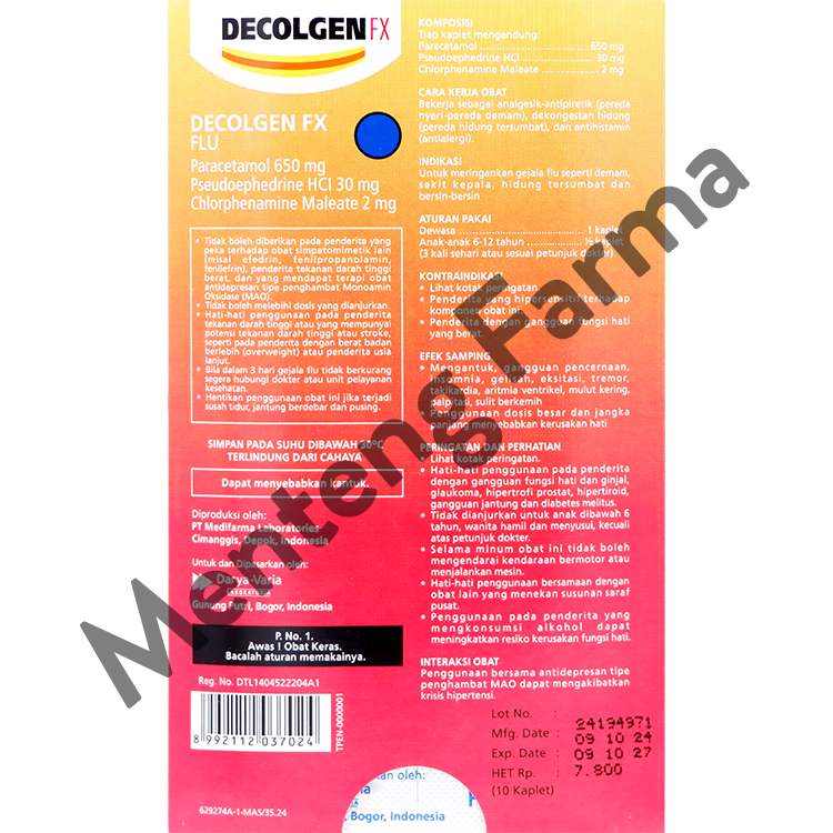Decolgen FX 10 Kaplet - Meredakan Gejala Flu