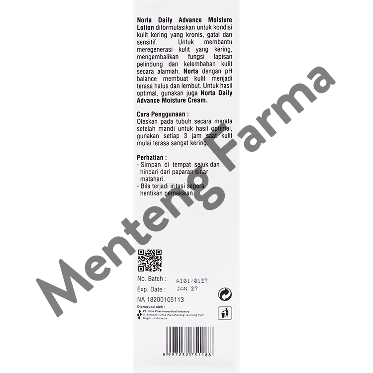 Norta Daily Advance Moisture Lotion 300 mL - Pelembab Kulit Kering dan Sensitif