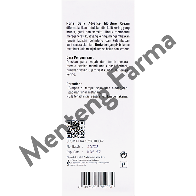 Norta Daily Advance Moisture Cream 80 mL - Pelembab Kulit Sangat Kering