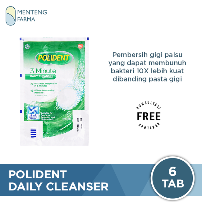 Polident Daily Cleanser 6 Tablet - Pembersih Gigi Palsu