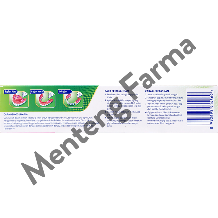 Polident Perekat Gigi Palsu Fresh Mint 60 Gr - Perekat Gigi Palsu