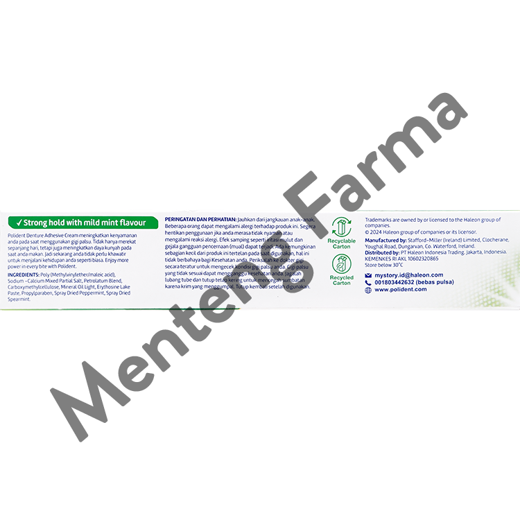 Polident Perekat Gigi Palsu Fresh Mint 60 Gr - Perekat Gigi Palsu