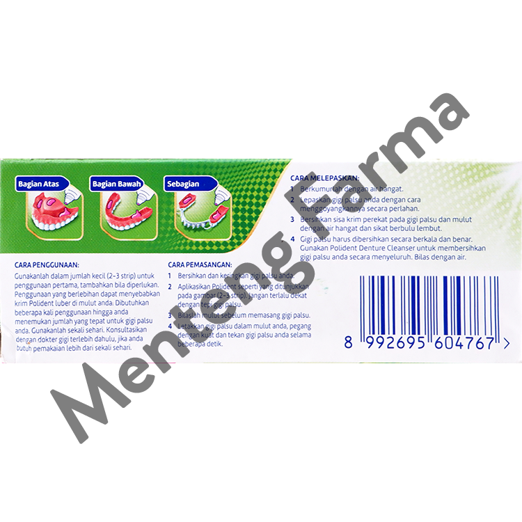 Polident Perekat Gigi Palsu Fresh Mint 20 Gr - Perekat Gigi Palsu