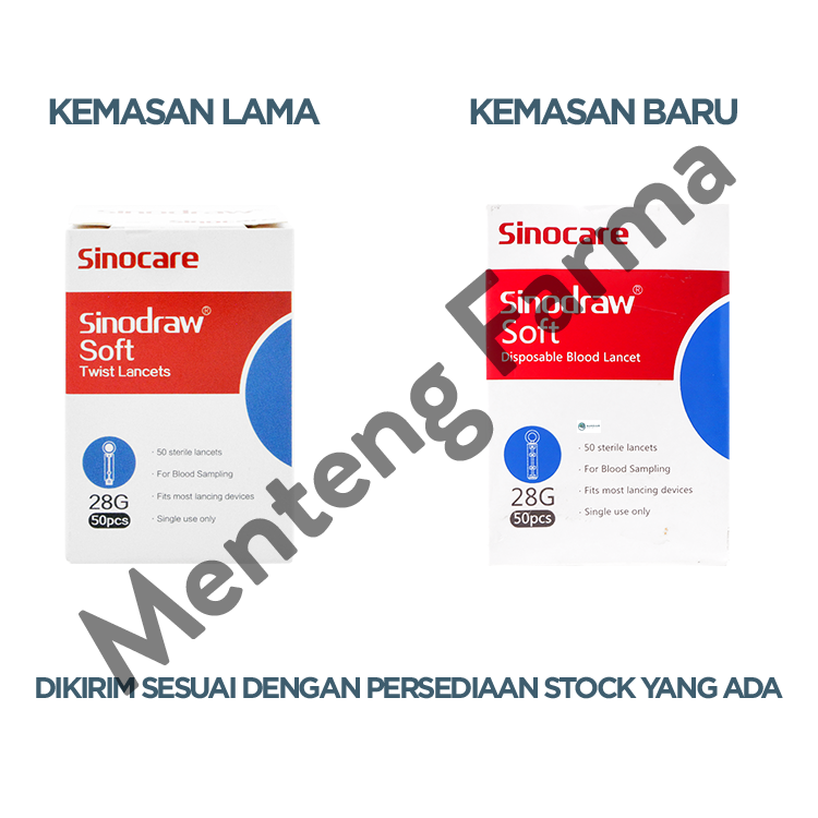 Sinocare Sinodraw Soft Blood Lancet 28G 50 Pcs - Jarum Lancet Steril