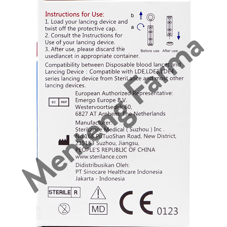 Sinocare Sinodraw Soft Blood Lancet 28G 50 Pcs - Jarum Lancet Steril