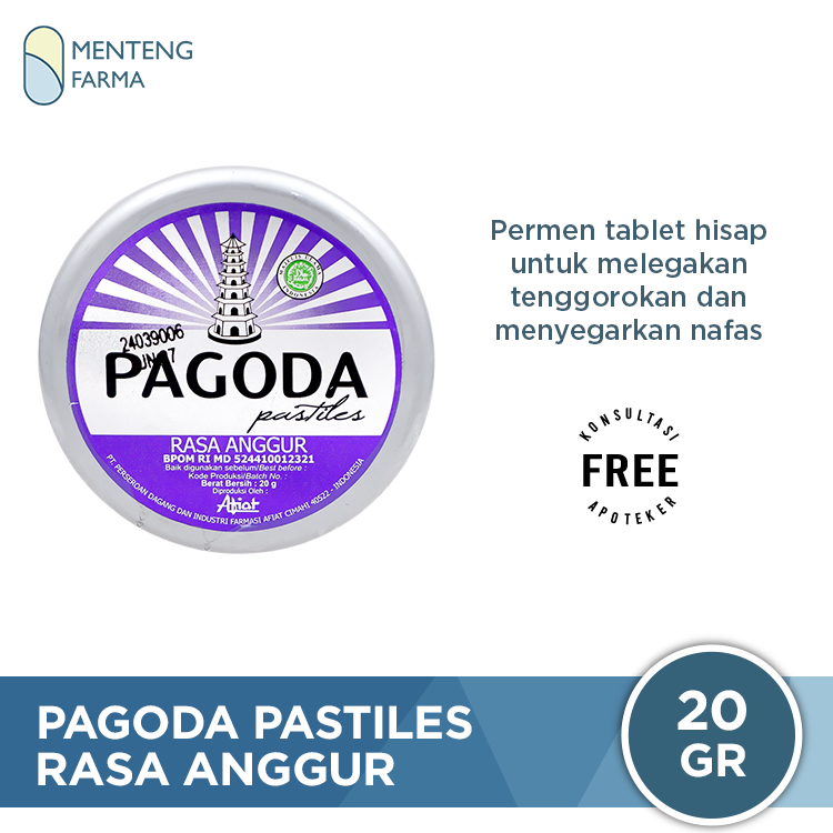 Pagoda Pastiles Rasa Anggur 20 Gram - Permen Pelega Tenggorokan