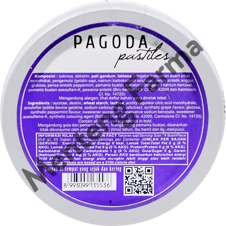 Pagoda Pastiles Rasa Anggur 20 Gram - Permen Pelega Tenggorokan