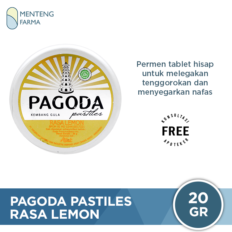 Pagoda Pastiles Rasa Lemon 20 Gram - Permen Pelega Tenggorokan