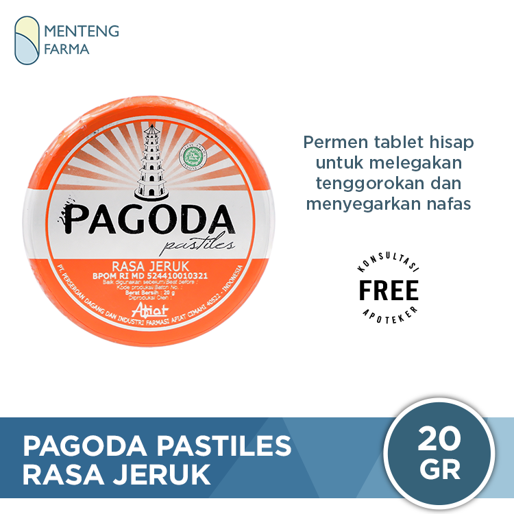 Pagoda Pastiles Rasa Jeruk 20 Gram - Permen Pelega Tenggorokan