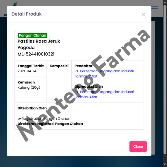 Pagoda Pastiles Rasa Jeruk 20 Gram - Permen Pelega Tenggorokan