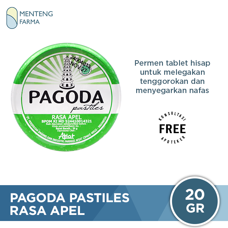 Pagoda Pastiles Rasa Apel 20 Gram - Permen Pelega Tenggorokan