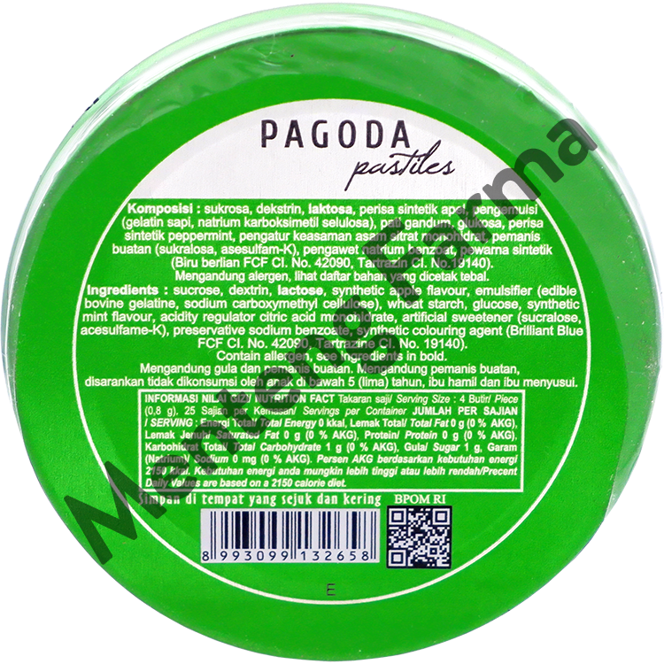 Pagoda Pastiles Rasa Apel 20 Gram - Permen Pelega Tenggorokan
