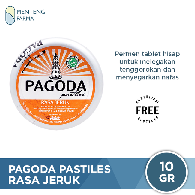 Pagoda Pastiles Rasa Jeruk 10 Gram - Permen Pelega Tenggorokan