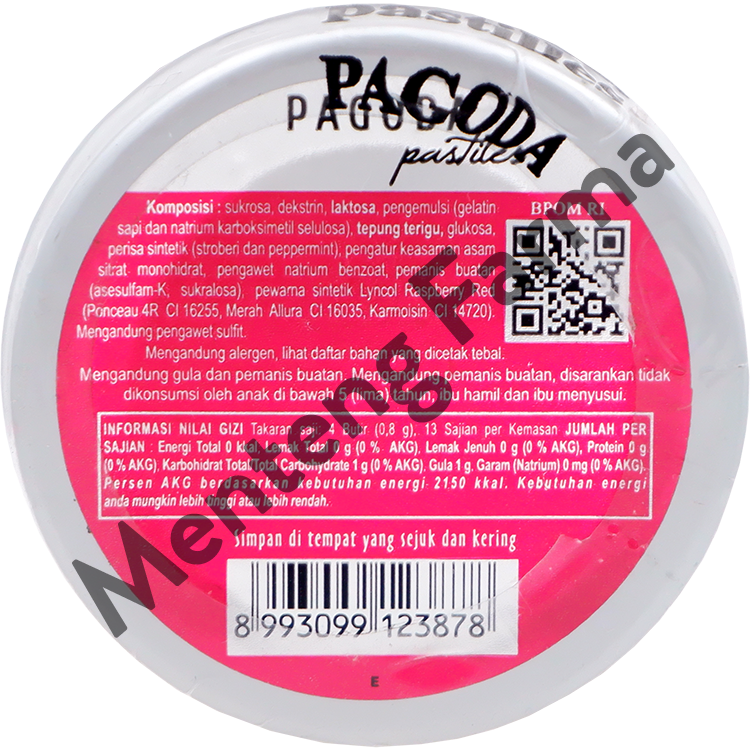Pagoda Pastiles Rasa Stroberi 10 Gram - Permen Pelega Tenggorokan