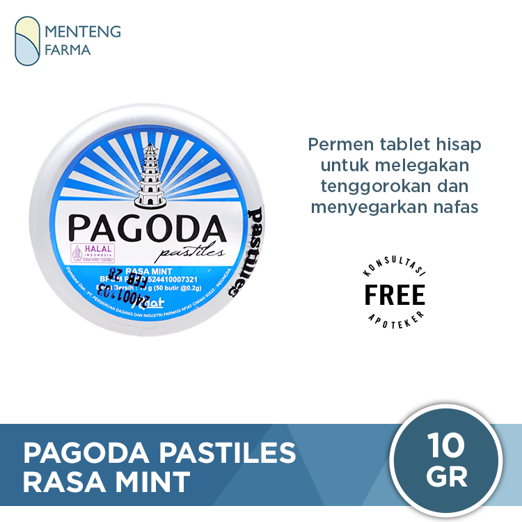 Pagoda Pastiles Rasa Mint 10 Gram - Permen Pelega Tenggorokan