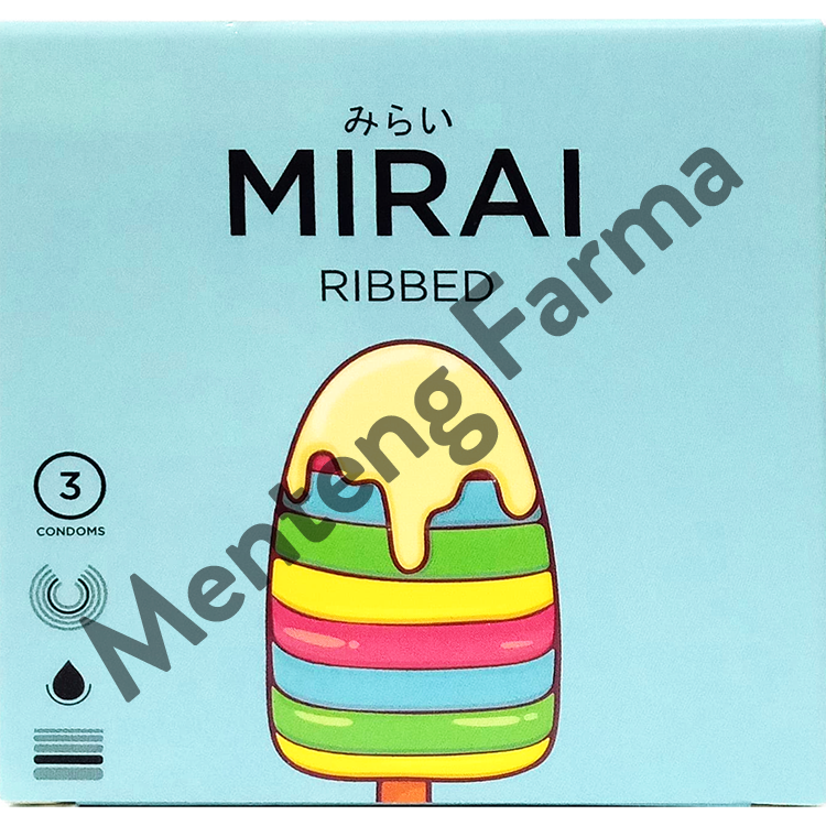 Kondom Mirai Ribbed 3 Pcs - Tekstur Garis Garis Halus