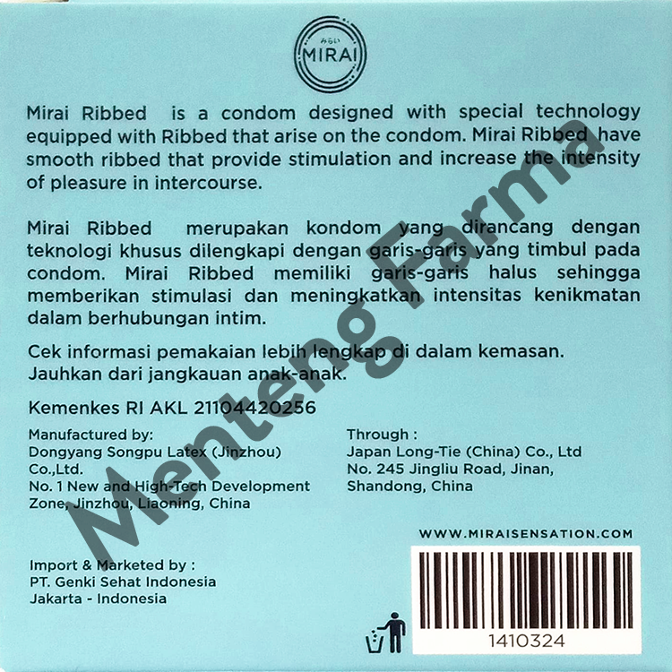 Kondom Mirai Ribbed 3 Pcs - Tekstur Garis Garis Halus