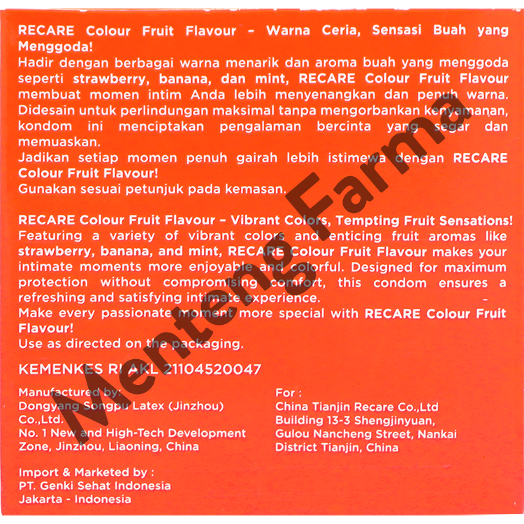 Kondom Recare Colour Fruit Flavour 3 pcs - Kondom Berwarna Rasa Buah