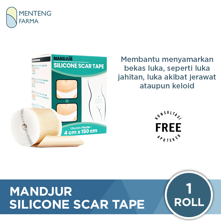 Mandjur Silicone Scar Tape 4cm x 150cm - Plester penghilang bekas luka keloid