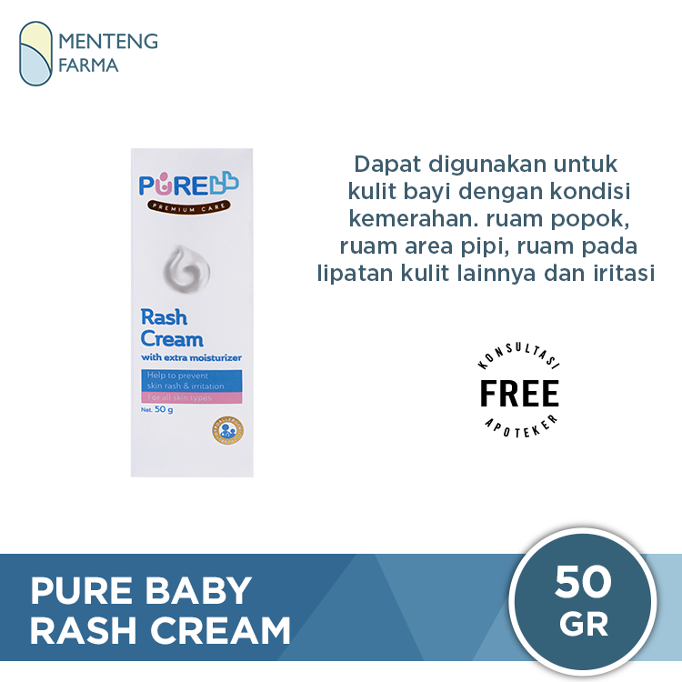 Pure Baby Rash Cream 50 Gram - Krim Pereda Gatal Ruam Popok