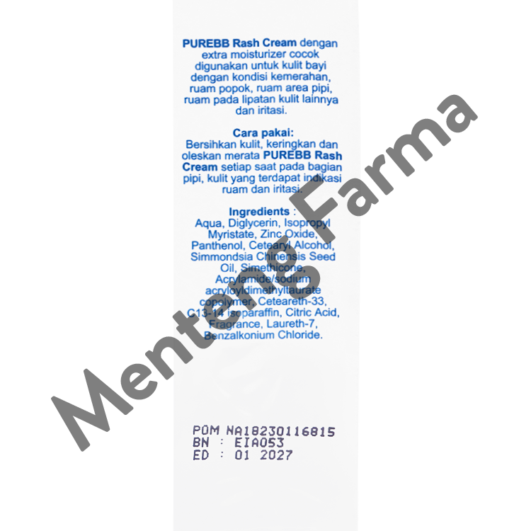 Pure Baby Rash Cream 50 Gram - Krim Pereda Gatal Ruam Popok