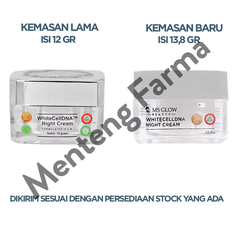 MS Glow White Cell DNA Night Cream 13,8 Gr - Krim Malam Dengan Nanoencapsulation Mencerahkan Dalam 7 Hari