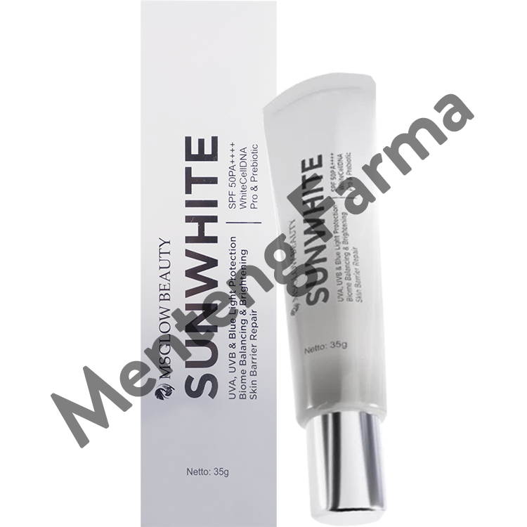MS Glow Sun white SPF 50PA++++ 35 Gr - Melindungi dari Sinar UVA & UVB
