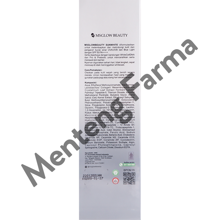 MS Glow Sun white SPF 50PA++++ 35 Gr - Melindungi dari Sinar UVA & UVB