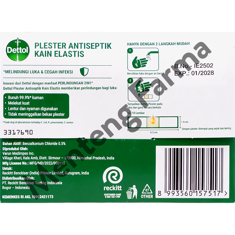 Dettol Plester Luka Antiseptik 10 Lembar - Mencegah Infeksi Luka