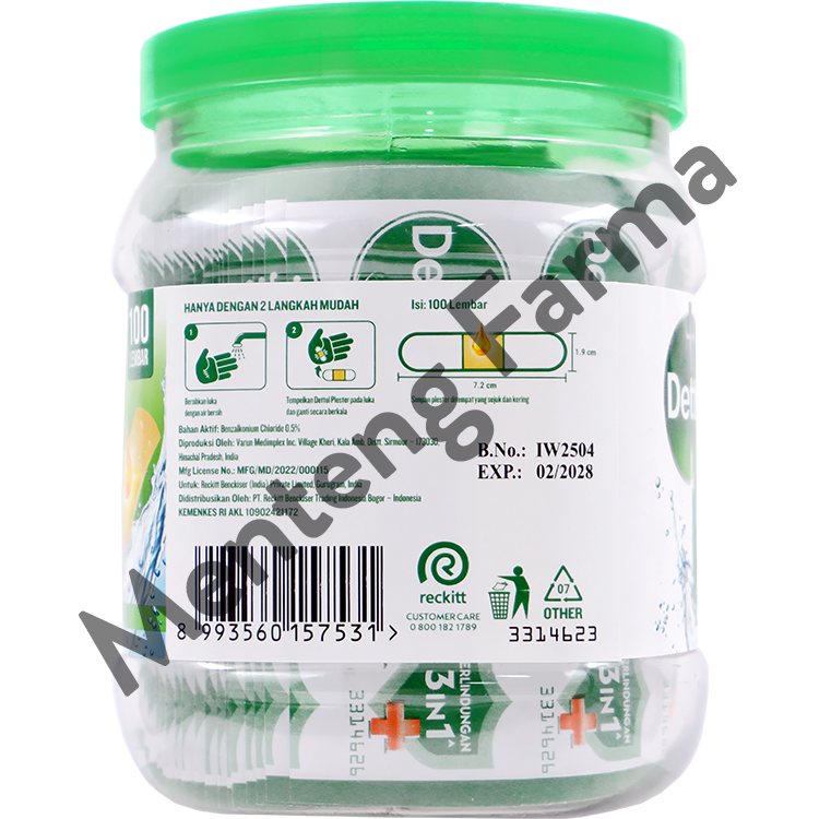 Dettol Plester Luka Antiseptik Waterproff 100 Lembar - Plester Anti Air Cegah Infeksi