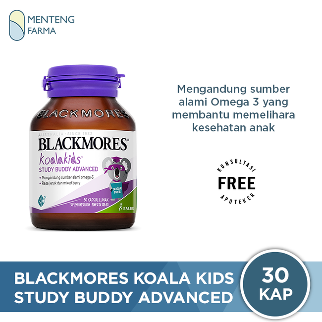 Blackmores Koala Kids Study Buddy Advanced 30 Kapsul - Suplemen Omega 3 Anak