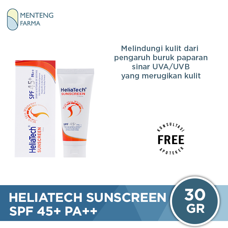 Heliatech Sunscreen Spf 45+ PA++ 30 Gr - Tabir Surya Pelindung Kulit dari sinar UV
